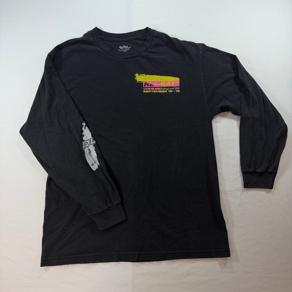 Rolling Loud 2018 Bay Area Long Sleeve Shirt Wiz Khalifa Travis Scott Black L